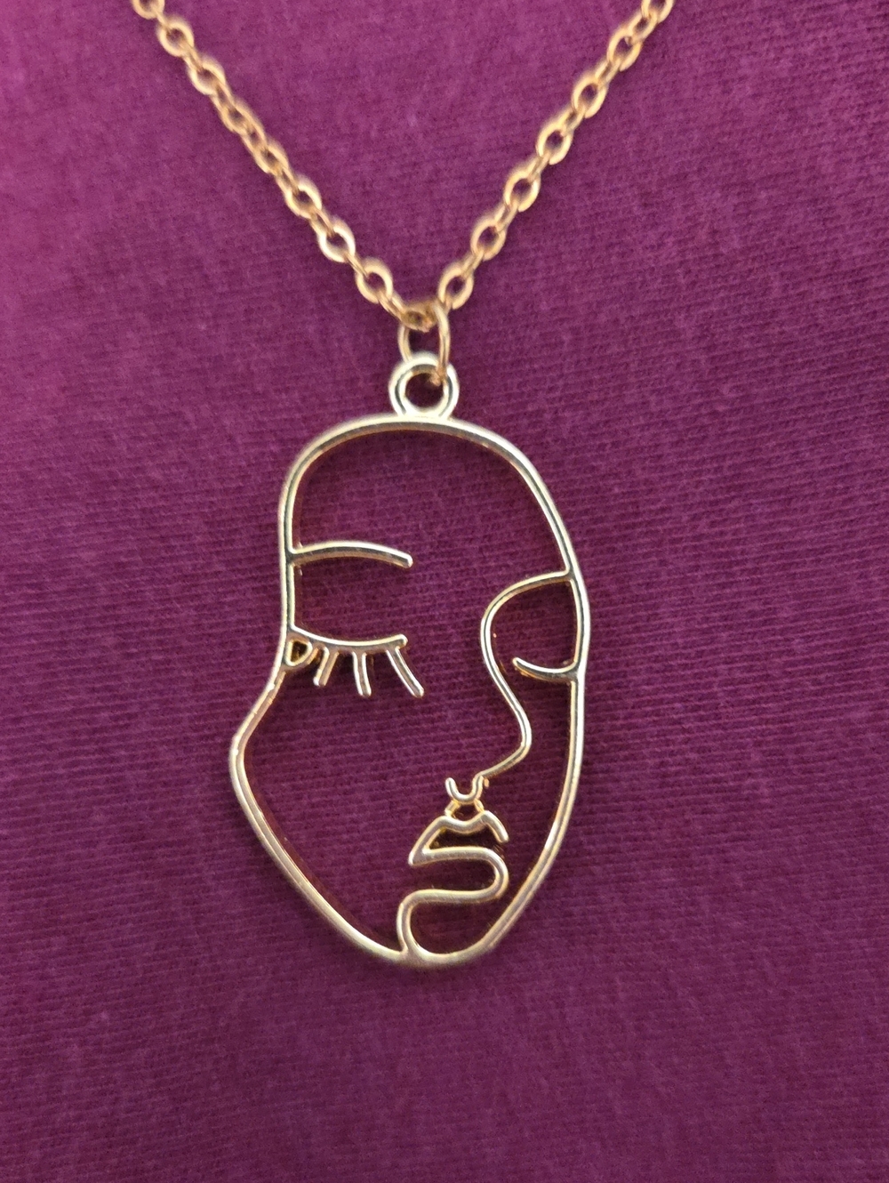 NEW- Necklace - Face - gold color